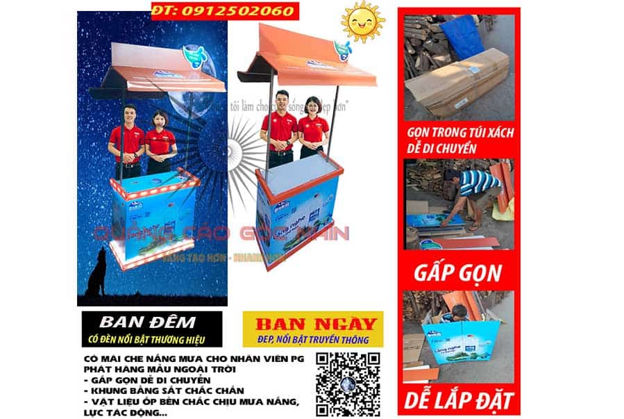 Booth sampling có mái che nắng