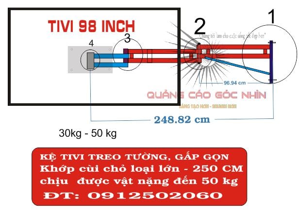giá treo tivi xoay góc cùi trỏ