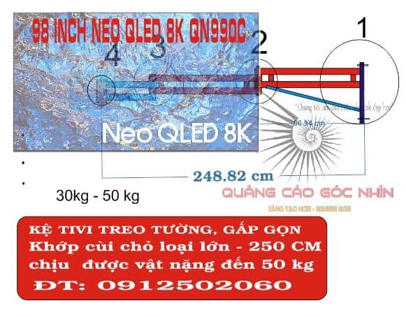 kệ tivi treo tường loại lớn dạng cùi trỏ