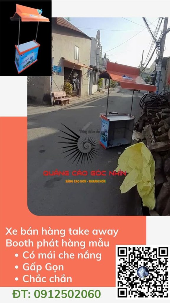 quầy booth bán hàng có mái che nắng