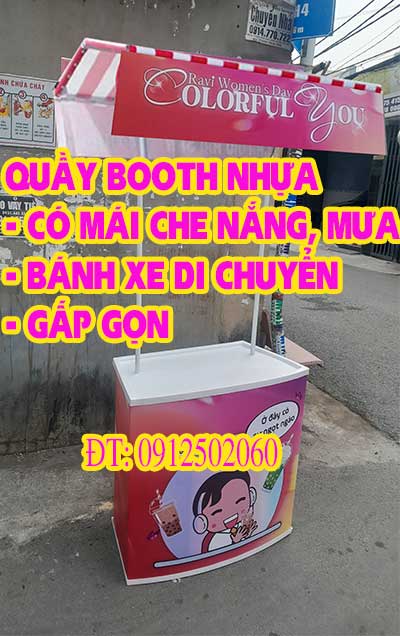 booth nhựa có mái che