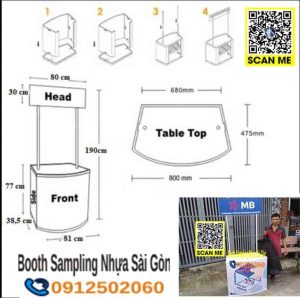 kích thước quầy booth nhựa,