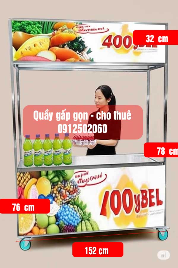 cho thuê xe booth gấp gọn,