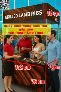 quầy phát hàng mẫu gấp gọn mặt inox cho thuê
