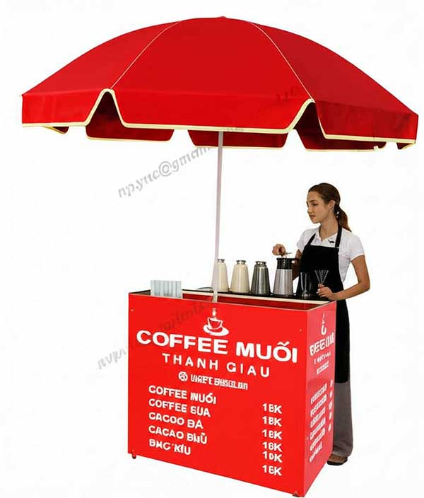xe cafe mang đi có dù che