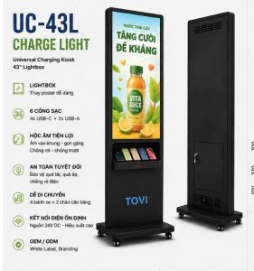 TOVI-UL43-NM-06 - CHARGE LIGHT - kệ quảng cáo sạc điện thoại miễn phí 6 cổng