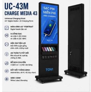 TOVI-UC43-M-08- kệ quảng cáo tivi màn hình sạc điện thoại miễn phí 6 cổng