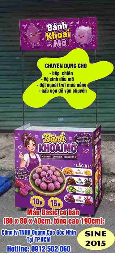 xe bán khoai mỡ giá rẻ, xe đẩy gấp gọn basic 80cm, quầy bán hàng vỉa hè vốn ít.
